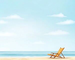 Wall Mural - artwork showing a tranquil beach scene with a person lying on a lounge chair
