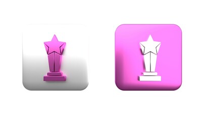 Canvas Print - Colorful Award cup icon isolated on white background. Winner trophy symbol. Championship or competition trophy. Sports achievement sign. Square button. 3D render illustration