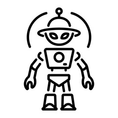 Poster - Alien robot icon in linear style 