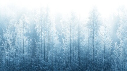 Naklejka na meble Serene Winter Forest: Misty Trees in a Peaceful, Snowy Landscape