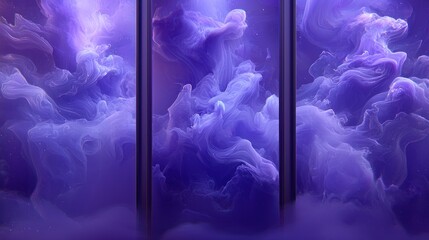 Wall Mural - ethereal purple nebula with glittering particles: abstract digital art