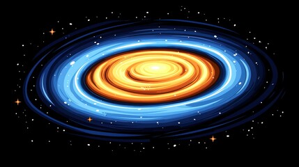 Wall Mural - Cosmic Spiral Galaxy Pixel Art: A Celestial Tapestry of Blue and Orange Hues