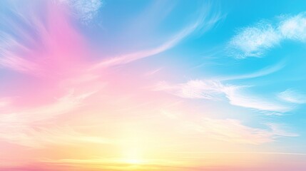Canvas Print - dreamy pastel sky at sunrise or sunset: soft hues and wispy clouds create a serene atmosphere