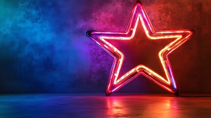 Wall Mural - Isolated on a vibrant backdrop is a minimalist electric christmas star with fiber optic borders