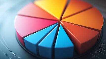 Poster - A detailed shot of a D pie chart with segmented sections and labels, displaying data in a visually engaging and three-dimensional format.
