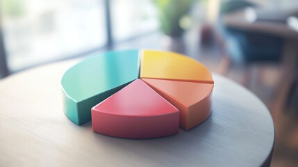 Poster - A detailed shot of a D pie chart with segmented sections and labels, displaying data in a visually engaging and three-dimensional format.