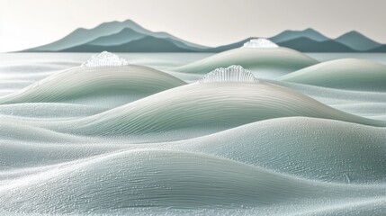 Wall Mural - Abstract Serene Landscape with Undulating Hills and Hazy Sky