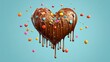 © Kanok - A cartoon chocolate heart dripping with caramel and colorful candy pieces