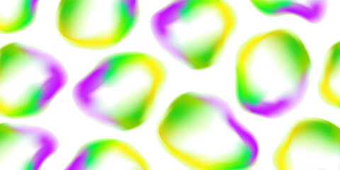 Poster - Mardi Gras background. Vibrant bubbles on white background. Blurred color gradients. Festive template for Fat Tuesday holiday graphic design. Vector illustration.