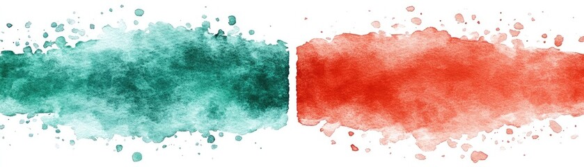 Wall Mural - Abstract teal and red watercolor paint splash. Design element