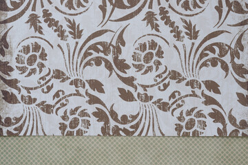 Wall Mural - decorative scrapbooking floral damask paper and border with dots