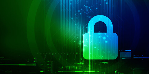 2d illustration Safety concept: Closed Padlock on digital background