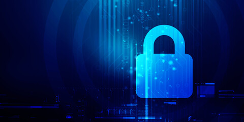 2d illustration Safety concept: Closed Padlock on digital background