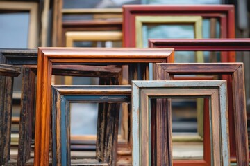 Antique Picture Frames Stacked Display Collection