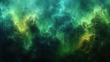 Wall Mural - Abstract swirling green and teal nebula texture.