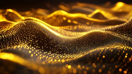 Poster - A wide-angle view of a D gold line graph with golden curves and data points, highlighting trends and patterns in a sophisticated and visually appealing format.