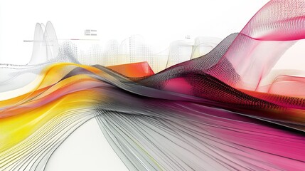 Aufkleber - A wide-angle view of a D line graph with multiple data series, showing curves and intersections in a dynamic and detailed digital presentation.