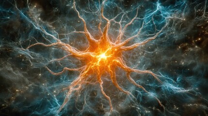 Wall Mural - fiery cosmic burst with glowing tendrils: an abstract celestial image