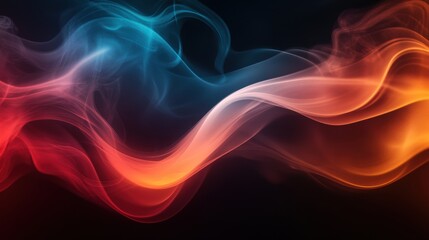 Wall Mural - Abstract Colorful Smoke Waves in Blue Red and Orange Background