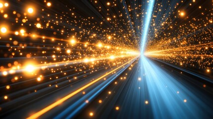 Wall Mural - dynamic light streaks with glowing particles: abstract digital art