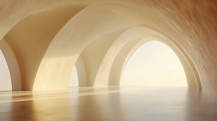 Wall Mural - Serene Architectural Space with Soft Natural Light and Arched Design