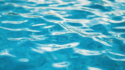 Poster - Close-up view of blue water with gentle ripples and reflections creating a calming and tranquil aesthetic.