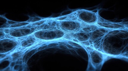 Wall Mural - abstract glowing blue network of particles and lines on black background