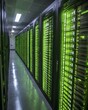 © Rattana - Server room with green-lit data storage units.