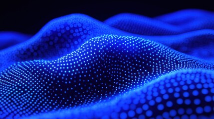 Canvas Print - abstract glowing blue particle wave form, dynamic energy and technological advancement