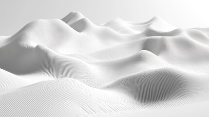 Wall Mural - Abstract White Undulating Landscape: A Serene Minimalist Digital Rendering