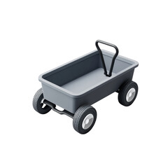 Aufkleber - A digitally rendered image of a small grey wagon with black handle and wheels against a plain white background.