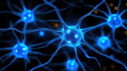 Canvas Print - luminous neural network a microscopic visualization of interconnected neurons