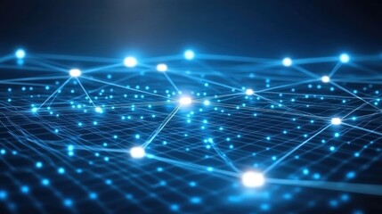Wall Mural - abstract network: glowing nodes and connections in a digital web