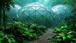 © pete99 - Jungle geodesic domes, misty rainforest, research, path