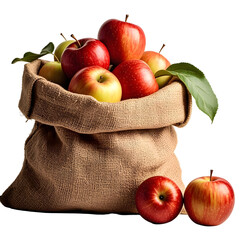 Wall Mural - apples burlap sack overflowing