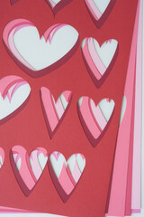 Wall Mural - machine-cut paper stencils with heart-shape cutouts