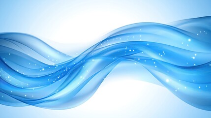 Wall Mural - Abstract Flowing Blue Waves with Sparkling Particles: An Ethereal and Serene Design