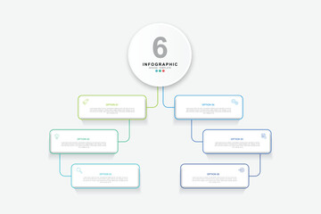Fototapete -  Infographic 6 options design elements for your business data. Vector Illustration