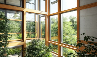 Wall Mural - modern building interior with abundant natural light and greenery
