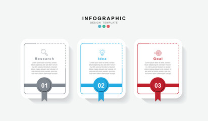 Fototapete - Business infographic template. 3 Step timeline journey. Process diagram, 3 options on white background