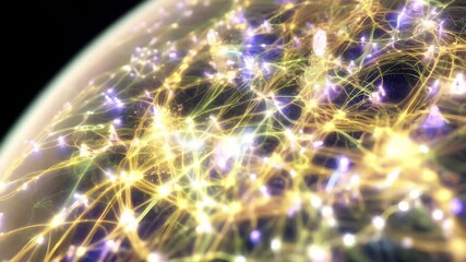 Wall Mural - a vibrant digital network with glowing connections and nodes creating an abstract representation of 