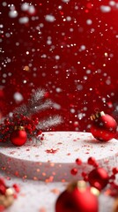 Wall Mural - christmas red and white festive display