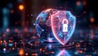 © dioandika - Global Digital Shield: A Futuristic Cyber Security Illustration