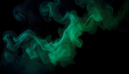 Leinwandbilder - A cloud of green and blue smoke swirling on a black background, creating a soft, mysterious, and spooky texture for a horror-themed design