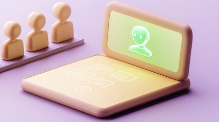 Cartoon Laptop with User Interface Design