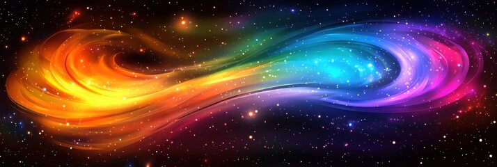 Poster - Vibrant galaxy filled with swirling nebula and luminous planets in deep space. Generative AI