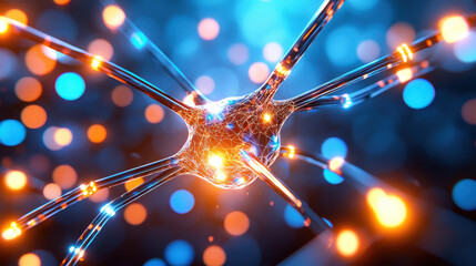 Leinwandbilder - vibrant depiction of neural network with glowing connections, showcasing intricate design of machine learning model. image evokes sense of innovation and technology