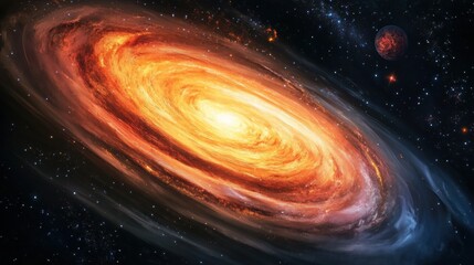 Poster - Colorful galaxy filled with swirling nebula and glowing celestial bodies in a vast cosmic space expanse. Generative AI