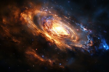 Poster - Colorful galaxy display with swirling nebula and glowing planets amid the vast cosmos. Generative AI