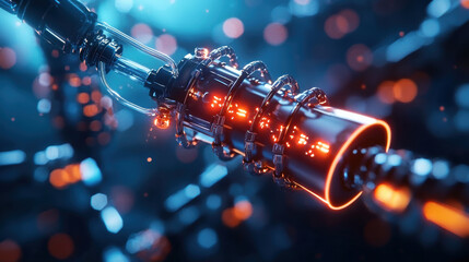 Aufkleber - Futuristic nanotechnology rendering showcasing intricate designs and glowing elements, emphasizing innovation and advanced biotechnology